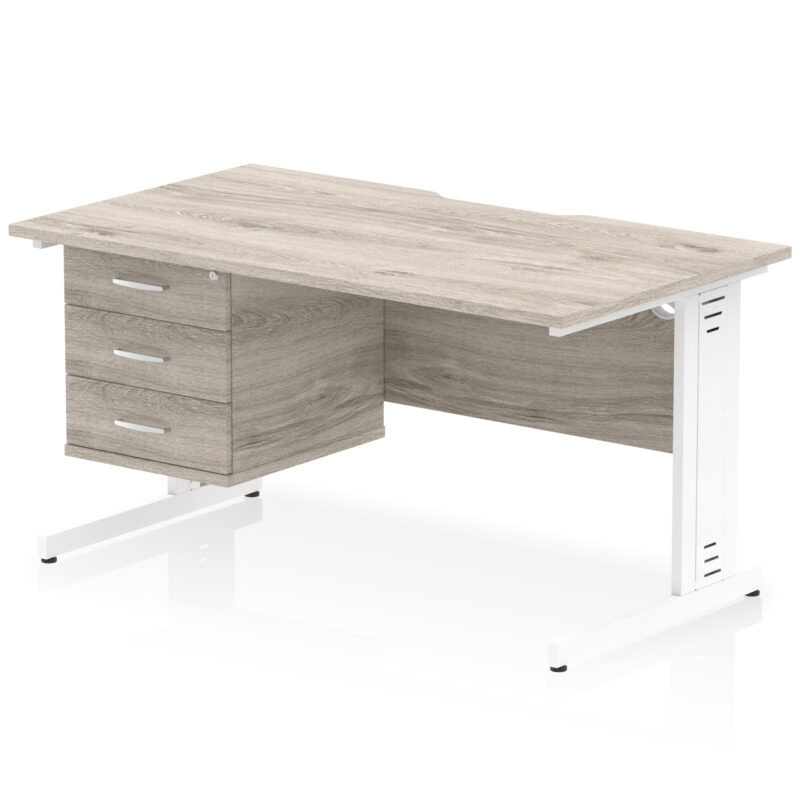 Surge Scalloped Edge 1400mm Cable Managed Straight Desk With Single Fixed Pedestal - Image 26