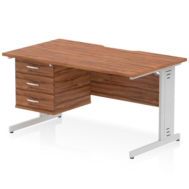 Surge Scalloped Edge 1400mm Cable Managed Straight Desk With Single Fixed Pedestal - Image 34