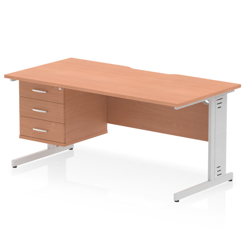 Surge Scalloped Edge 1600mm Cable Managed Straight Desk With Single Fixed Pedestal - Image 22