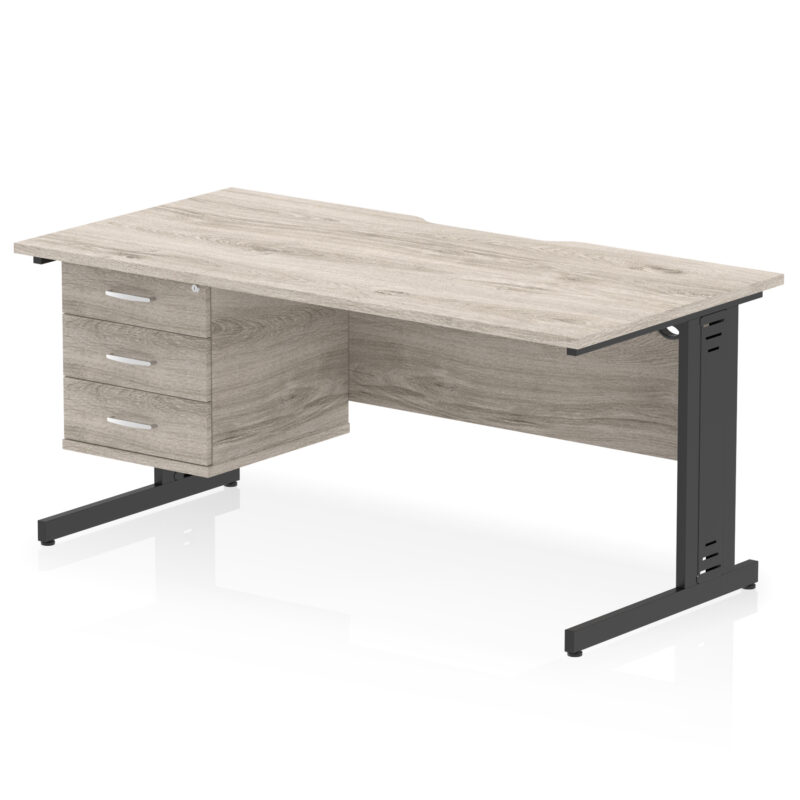 Surge Scalloped Edge 1600mm Cable Managed Straight Desk With Single Fixed Pedestal - Image 24