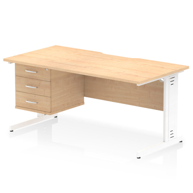 Surge Scalloped Edge 1600mm Cable Managed Straight Desk With Single Fixed Pedestal - Image 29