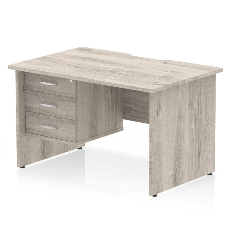 Surge Scalloped Edge 1200mm Panel End Straight Desk With Single Fixed Pedestal - Image 15