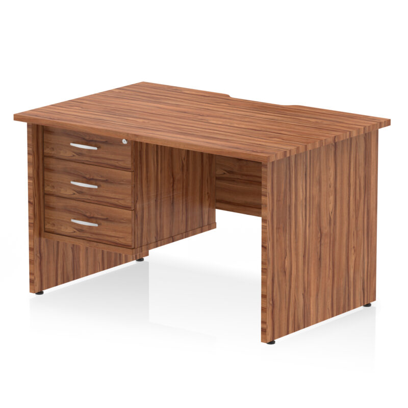 Surge Scalloped Edge 1200mm Panel End Straight Desk With Single Fixed Pedestal - Image 18