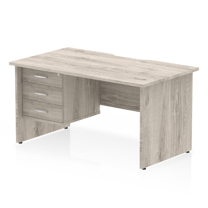 Surge Scalloped Edge 1400mm Panel End Straight Desk With Single Fixed Pedestal - Image 15