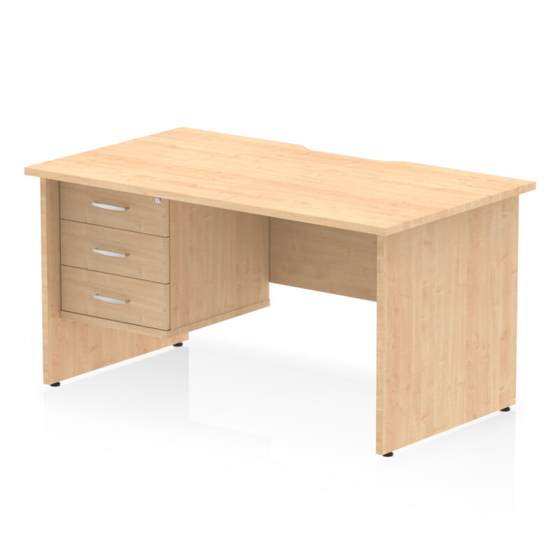 Surge Scalloped Edge 1400mm Panel End Straight Desk With Single Fixed Pedestal - Image 16