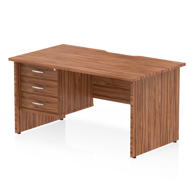 Surge Scalloped Edge 1400mm Panel End Straight Desk With Single Fixed Pedestal - Image 18