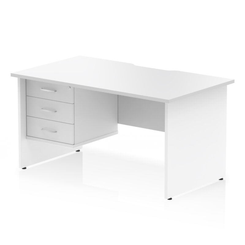 Surge Scalloped Edge 1400mm Panel End Straight Desk With Single Fixed Pedestal - Image 19