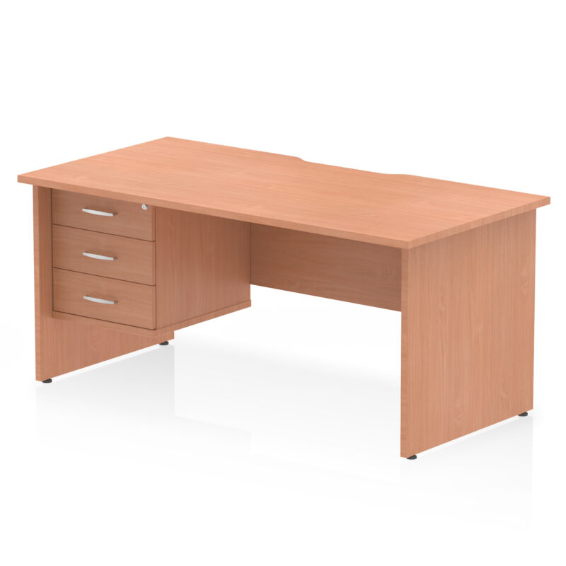 Surge Scalloped Edge 1600mm Panel End Straight Desk With Single Fixed Pedestal - Image 14