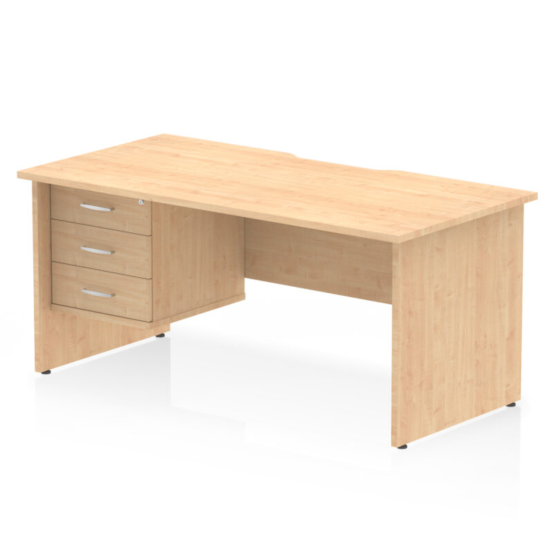 Surge Scalloped Edge 1600mm Panel End Straight Desk With Single Fixed Pedestal - Image 16