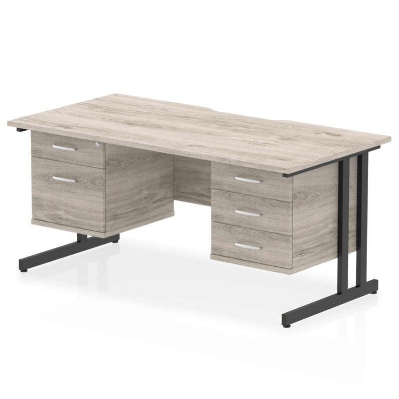 Surge Scalloped Edge 1600mm Cantilever Straight Desk With Two Fixed Pedestal - Image 7