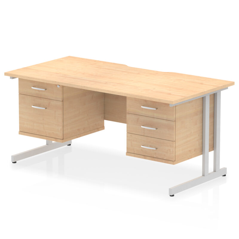 Surge Scalloped Edge 1600mm Cantilever Straight Desk With Two Fixed Pedestal - Image 11