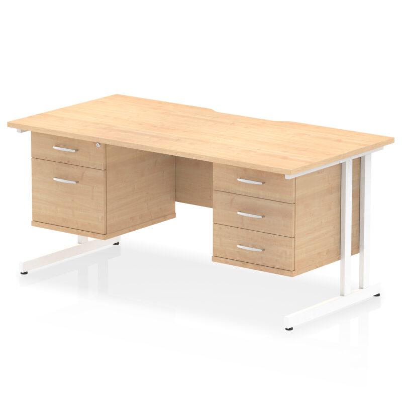 Surge Scalloped Edge 1600mm Cantilever Straight Desk With Two Fixed Pedestal - Image 12