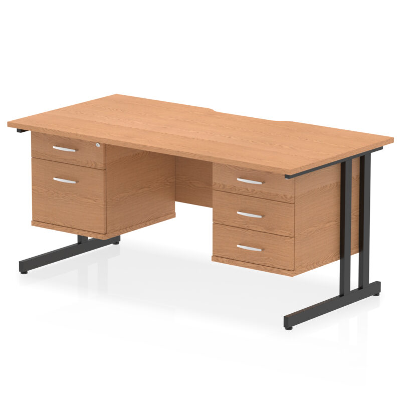 Surge Scalloped Edge 1600mm Cantilever Straight Desk With Two Fixed Pedestal - Image 13