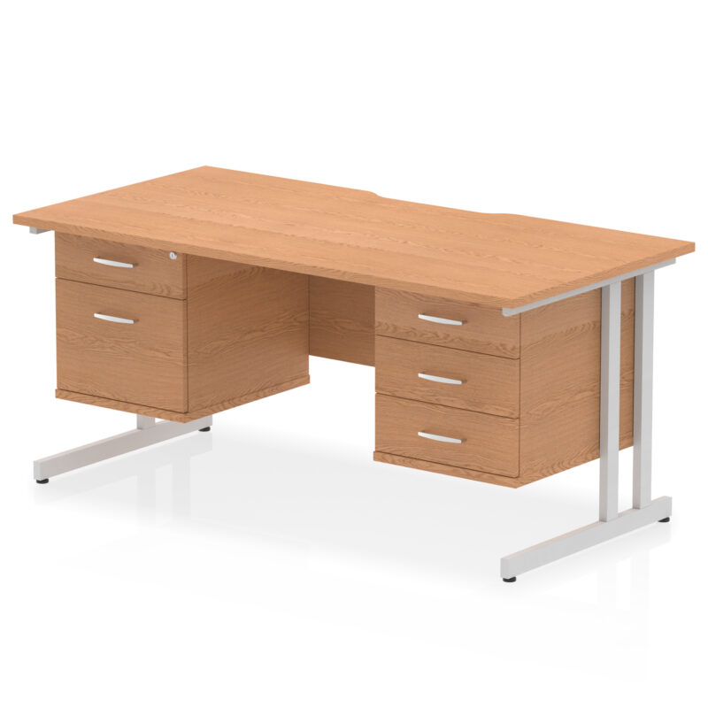Surge Scalloped Edge 1600mm Cantilever Straight Desk With Two Fixed Pedestal - Image 14