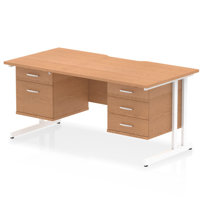 Surge Scalloped Edge 1600mm Cantilever Straight Desk With Two Fixed Pedestal - Image 15