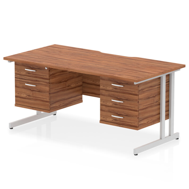 Surge Scalloped Edge 1600mm Cantilever Straight Desk With Two Fixed Pedestal - Image 17
