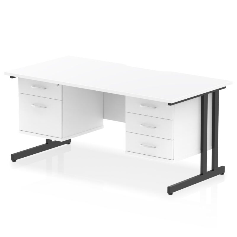 Surge Scalloped Edge 1600mm Cantilever Straight Desk With Two Fixed Pedestal - Image 19