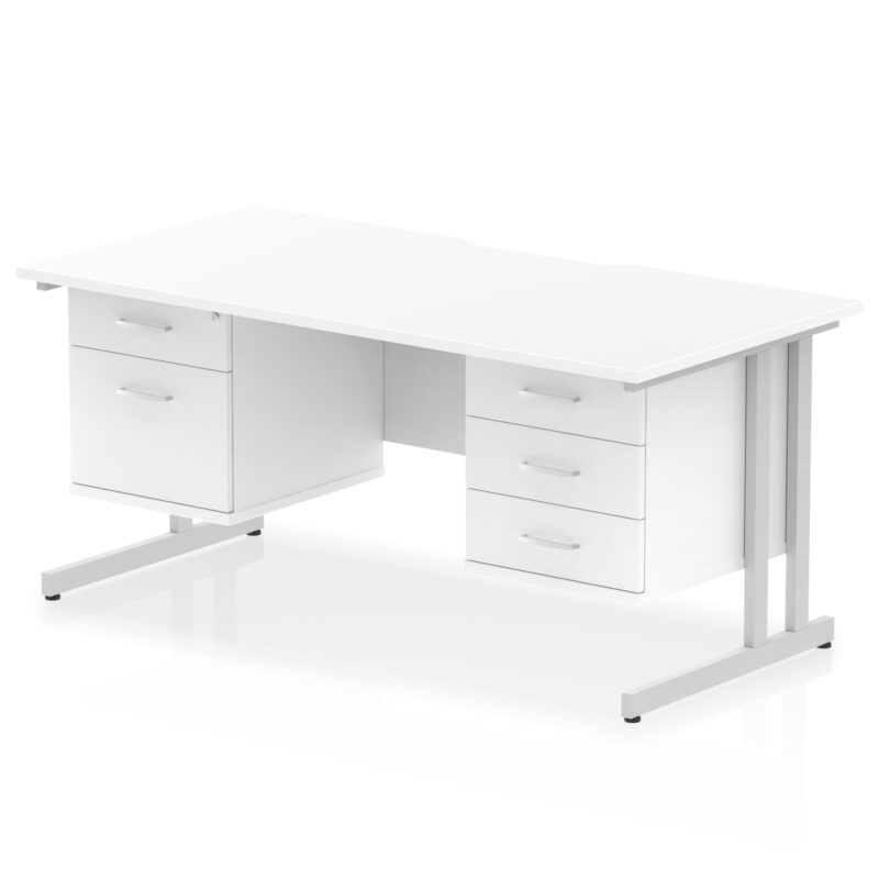 Surge Scalloped Edge 1600mm Cantilever Straight Desk With Two Fixed Pedestal - Image 20