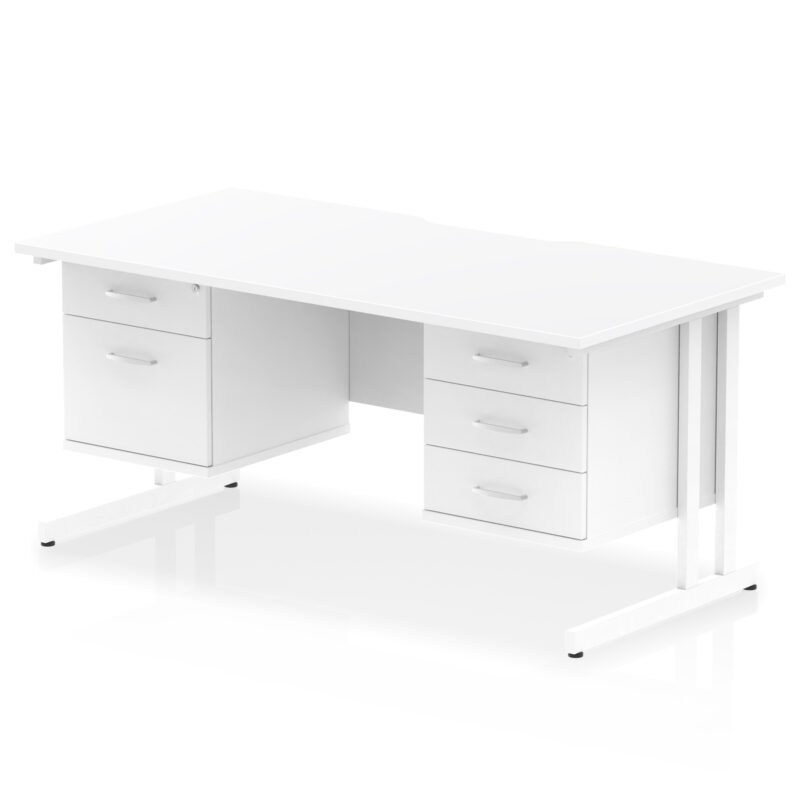 Surge Scalloped Edge 1600mm Cantilever Straight Desk With Two Fixed Pedestal - Image 21