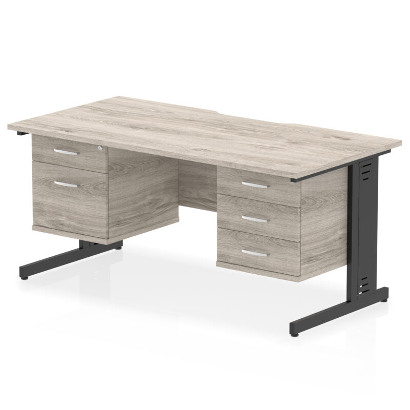 Surge Scalloped Edge 1600mm Cable Managed Straight Desk With Two Fixed Pedestal - Image 7