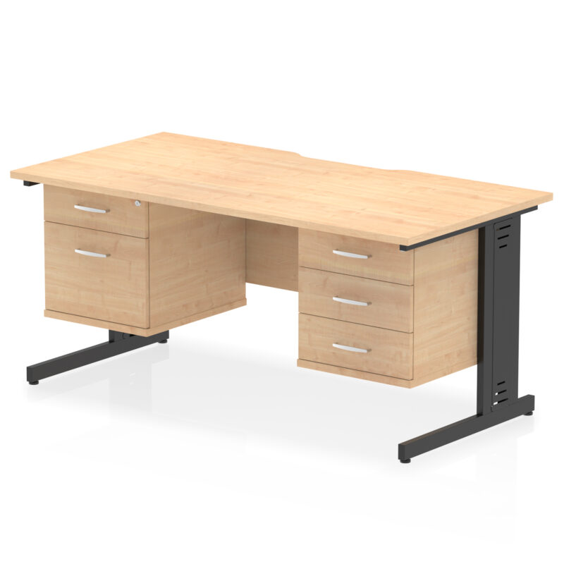 Surge Scalloped Edge 1600mm Cable Managed Straight Desk With Two Fixed Pedestal - Image 10
