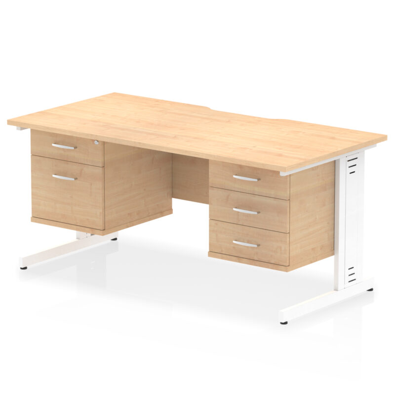 Surge Scalloped Edge 1600mm Cable Managed Straight Desk With Two Fixed Pedestal - Image 12