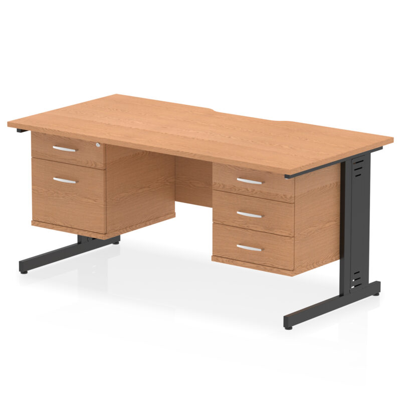 Surge Scalloped Edge 1600mm Cable Managed Straight Desk With Two Fixed Pedestal - Image 13
