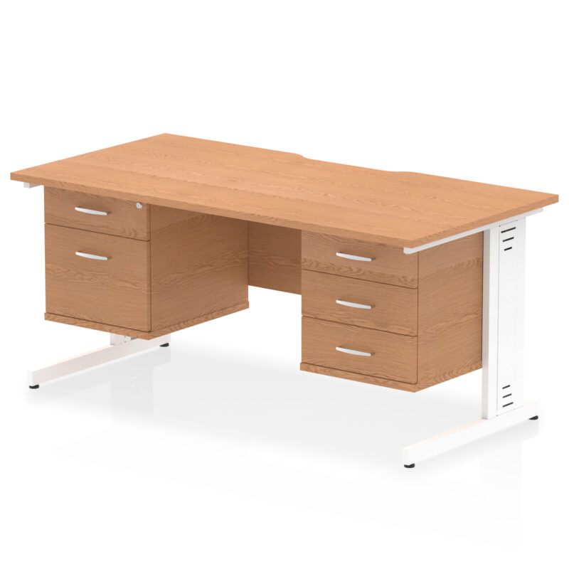 Surge Scalloped Edge 1600mm Cable Managed Straight Desk With Two Fixed Pedestal - Image 15