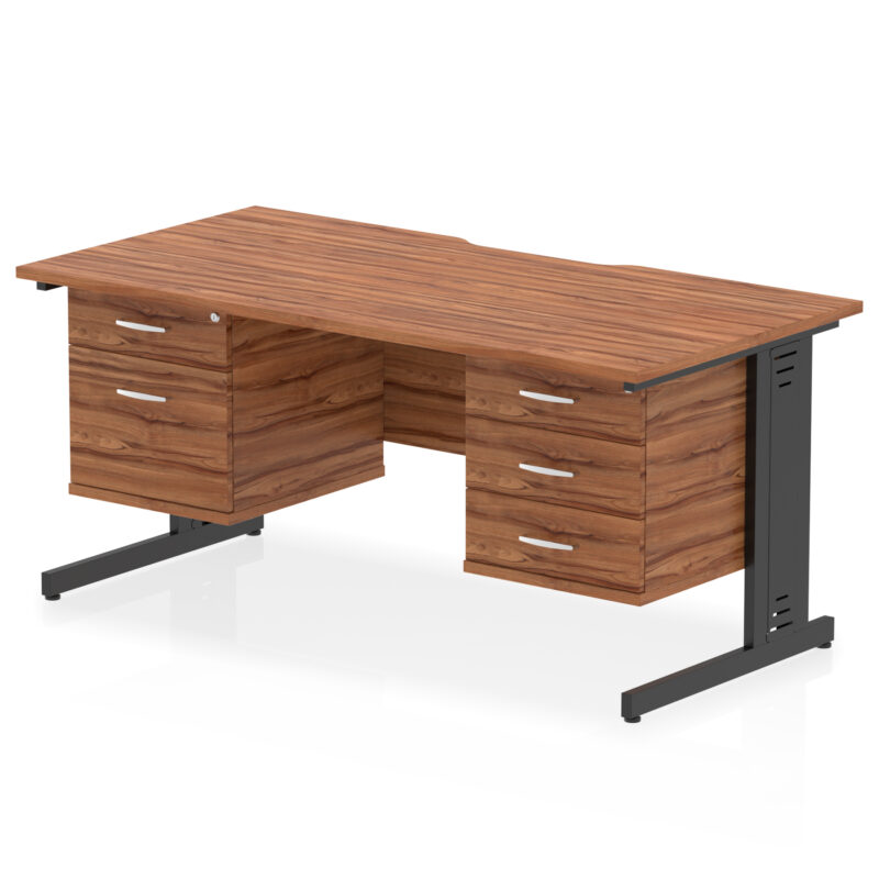 Surge Scalloped Edge 1600mm Cable Managed Straight Desk With Two Fixed Pedestal - Image 16