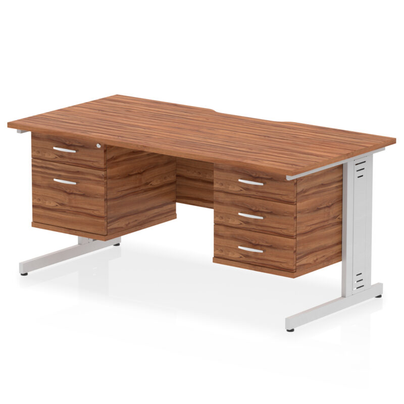 Surge Scalloped Edge 1600mm Cable Managed Straight Desk With Two Fixed Pedestal - Image 17