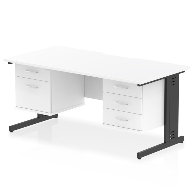 Surge Scalloped Edge 1600mm Cable Managed Straight Desk With Two Fixed Pedestal - Image 19