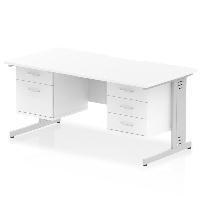 Surge Scalloped Edge 1600mm Cable Managed Straight Desk With Two Fixed Pedestal - Image 20