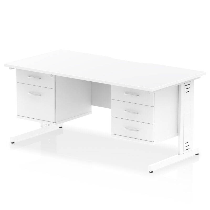 Surge Scalloped Edge 1600mm Cable Managed Straight Desk With Two Fixed Pedestal - Image 21