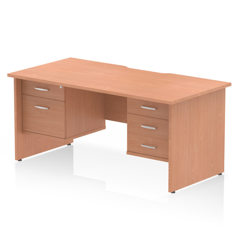 Surge Scalloped Edge 1600mm Panel End Straight Desk With Two Fixed Pedestal - Image 4