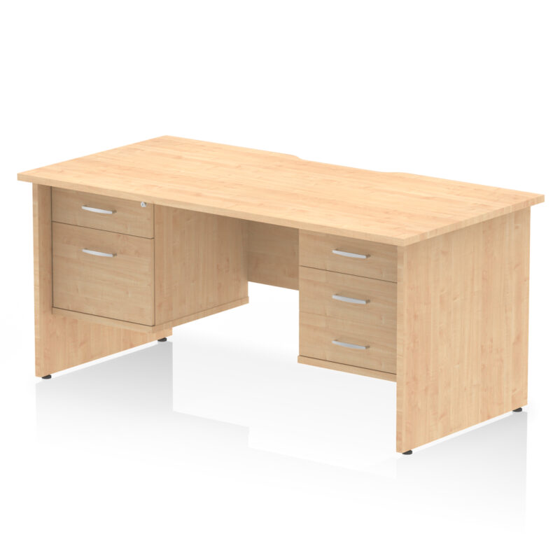 Surge Scalloped Edge 1600mm Panel End Straight Desk With Two Fixed Pedestal - Image 6