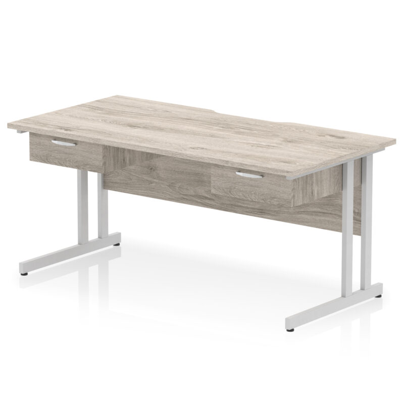 Surge Scalloped Edge Cantilever Straight Desk With Two One Drawer Fixed Pedestals - Image 8