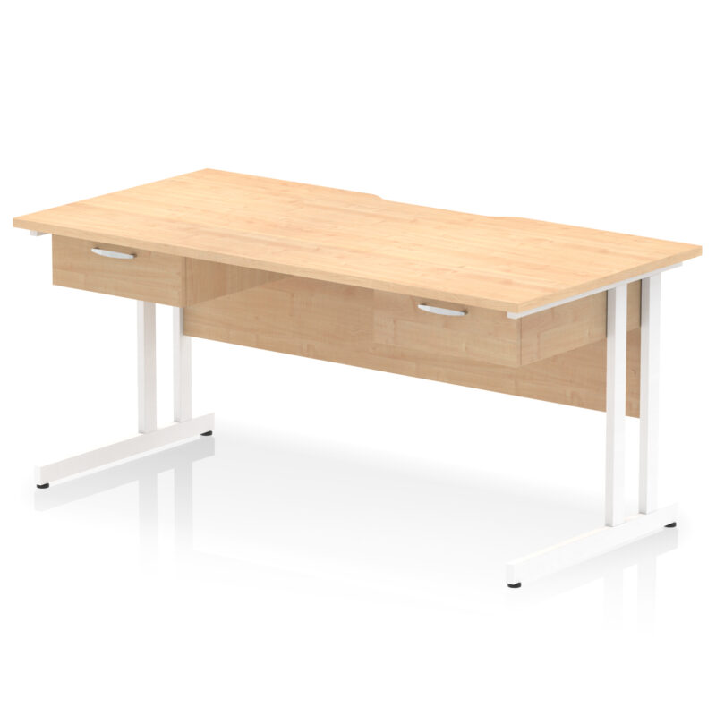 Surge Scalloped Edge Cantilever Straight Desk With Two One Drawer Fixed Pedestals - Image 16