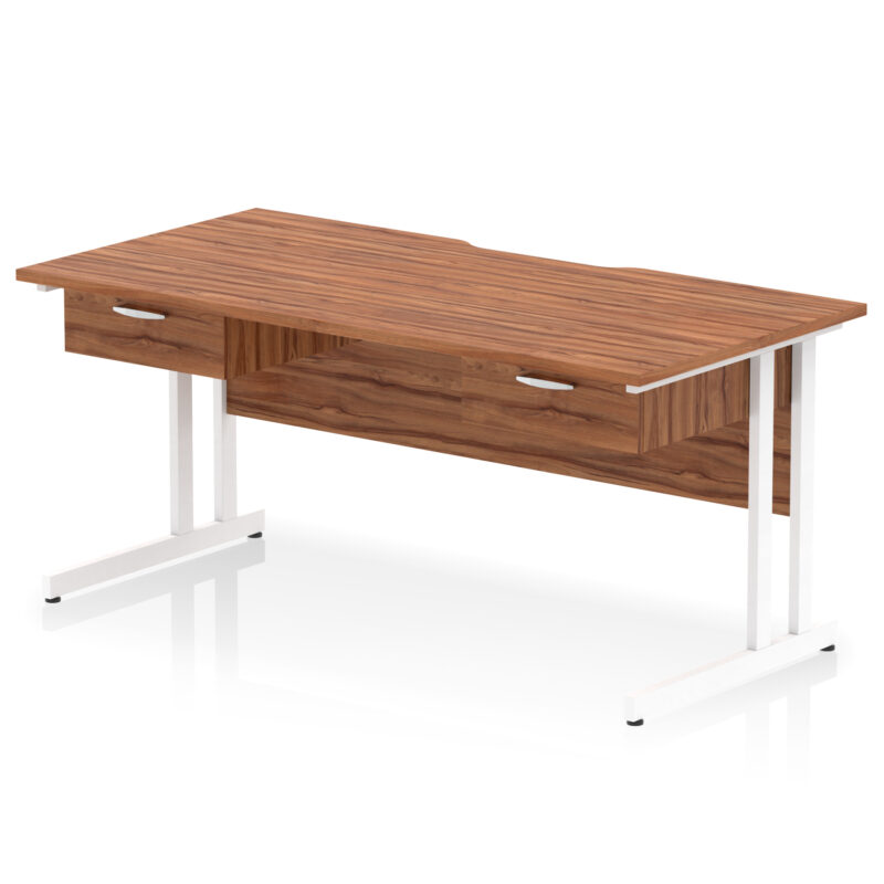 Surge Scalloped Edge Cantilever Straight Desk With Two One Drawer Fixed Pedestals - Image 18