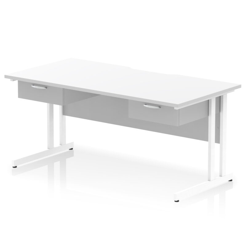 Surge Scalloped Edge Cantilever Straight Desk With Two One Drawer Fixed Pedestals - Image 19