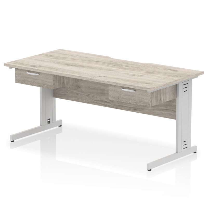 Surge Scalloped Edge Cable Managed Straight Desk With Two One Drawer Fixed Pedestals - Image 8