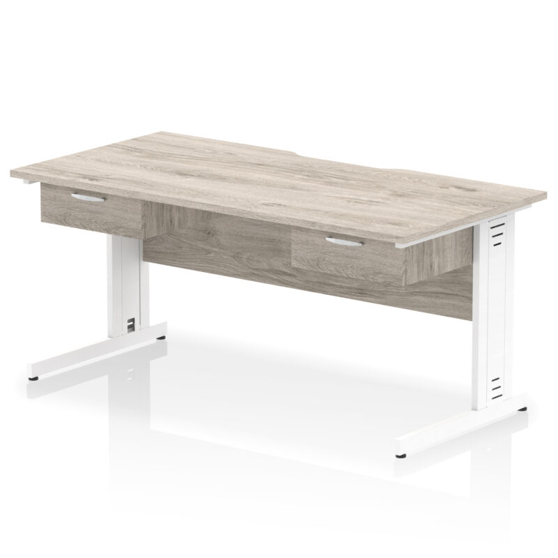 Surge Scalloped Edge Cable Managed Straight Desk With Two One Drawer Fixed Pedestals - Image 15