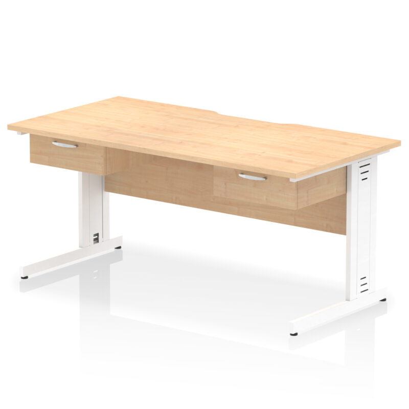 Surge Scalloped Edge Cable Managed Straight Desk With Two One Drawer Fixed Pedestals - Image 16