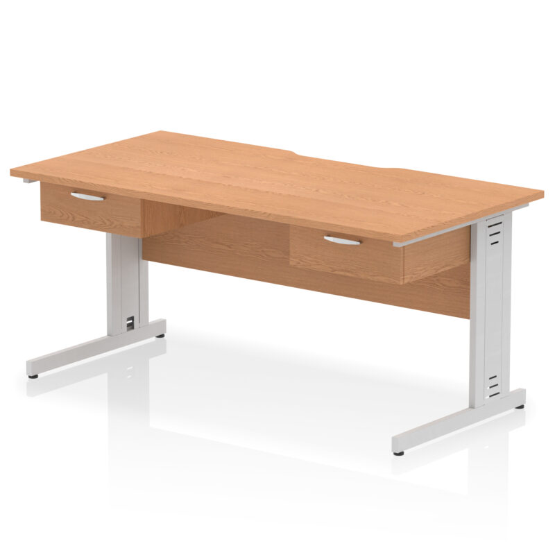 Surge Scalloped Edge Cable Managed Straight Desk With Two One Drawer Fixed Pedestals - Image 10
