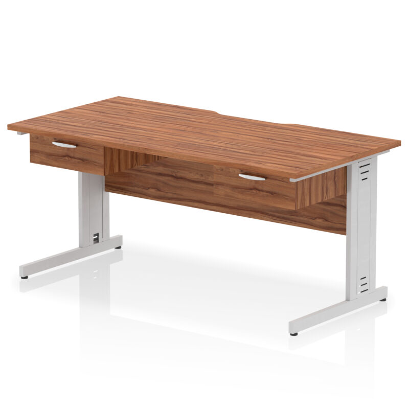 Surge Scalloped Edge Cable Managed Straight Desk With Two One Drawer Fixed Pedestals - Image 11