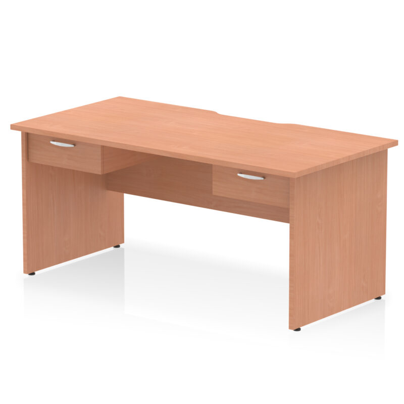 Surge Scalloped Edge Panel End Straight Desk Frame With Two One Drawer Fixed Pedestals - Image 2