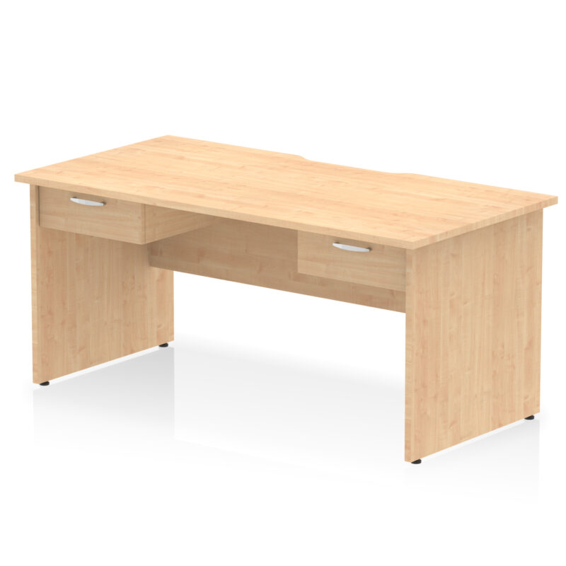 Surge Scalloped Edge Panel End Straight Desk Frame With Two One Drawer Fixed Pedestals - Image 4