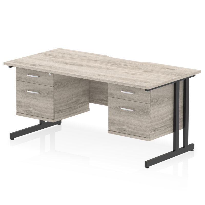 Surge Scalloped Edge 1600mm Cantilever Straight Desk With Two Fixed Pedestal - Image 25