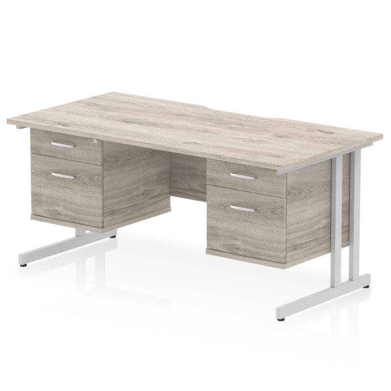 Surge Scalloped Edge 1600mm Cantilever Straight Desk With Two Fixed Pedestal - Image 26