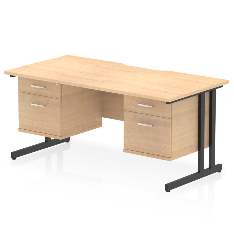 Surge Scalloped Edge 1600mm Cantilever Straight Desk With Two Fixed Pedestal - Image 28