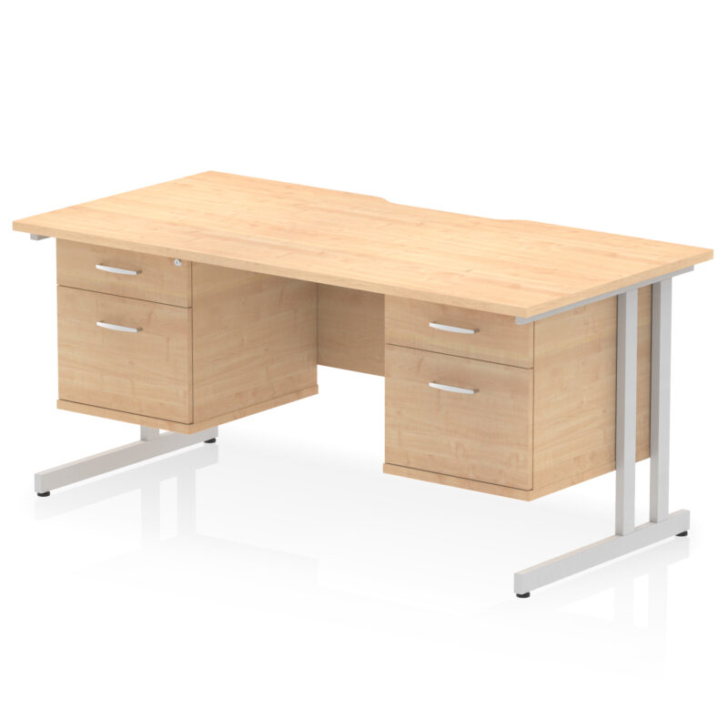Surge Scalloped Edge 1600mm Cantilever Straight Desk With Two Fixed Pedestal - Image 29